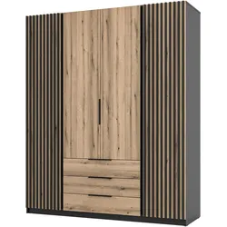 DREHTÜRENSCHRANK CAGLIARI 200/239/61,9cm 4-türig Schwarz