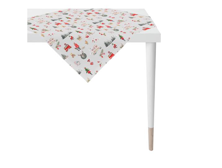 Tischdecke Winterwelt Typ A 88 x 88cm Grau/Rot