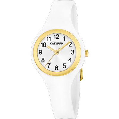 Quarzuhr CALYPSO WATCHES "Trendy", weiß, silberfarben, Armbanduhren, Damen, weiß-goldfarben, Quarzuhr, Armbanduhr, Damenuhr, Silikonarmband, analog