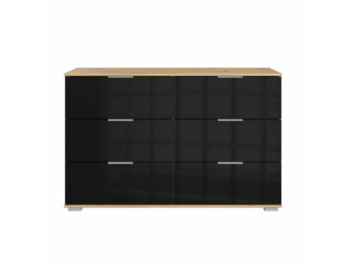 Wimex Easy Plus Sideboard - Artisan Eiche Nachbildung, Glas schwarz Modern