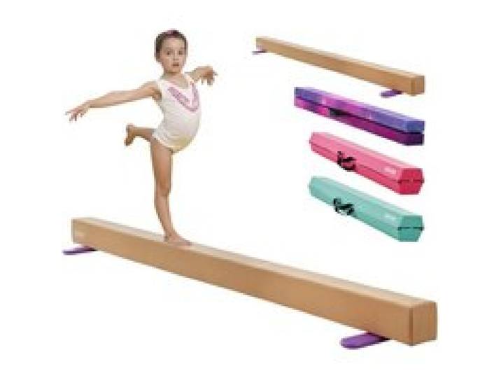 VEVOR Schwebebalken Gymnastik Kinder klappbar 2,4 m, 158,7 kg belastbarer Gymnastikbalken mit rutschfesten Unterseiten, Balance Balken Balancierbalken mit Tragetasche & Holzkern für Fitnessstudio