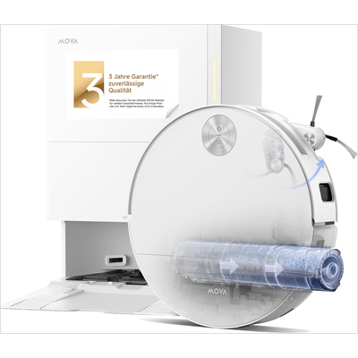 MOVA Saugroboter "S70 Roller, Saugroboter mit 28.000Pa Saugkraft und HydroForce-Wischen", weiß, B:34cm H:50,3cm T:25,5cm, Saugroboter, MaxiReach-Technologie, CovertSense-Navigation, 90mm Flaches Gehäuse