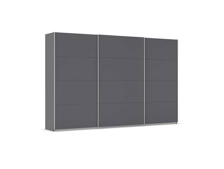 Rauch Möbel KULMBACH, Schwebetürenschrank, Grau metallic, Breite 360 cm Kleiderschrank mit Schwebetüren, Schiebetüren, 3-türig, Zubehör Basic, für Schlafzimmer, Jugendzimmer, Garderobe, Flur