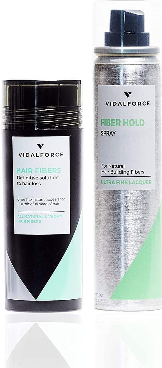 VIDALFORCE Pack Hair Loss Concealer Medium Blonde Hair Fibers + Fiber Hold Spray