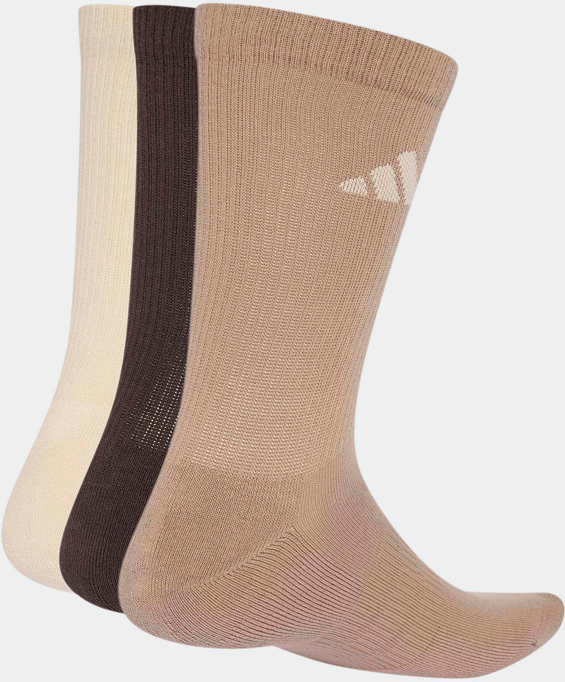 Funktionssocken ADIDAS PERFORMANCE "DÄMPFENDE SPORTSWEAR CREW 3ER-PACK" Gr. XL, crystal linen, aurora coffee, chalky braun, Socken, XL (46/48), Obermaterial: 56% Baumwolle, 40% Polyester, 3% Elasthan, 1% Polyamid, Funktionssocken, für sportive Aktivitäten
