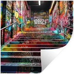WANDTATTOO Treppe - Graffiti - Farben - Kunst Wanddeko 50x50 cm