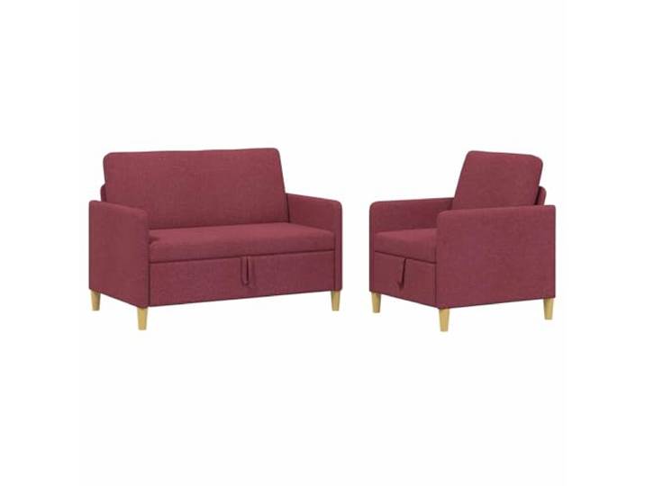 hliofuir Sofa Set mit Stauraum 2-Teilig Weinrot Polstersofa Kompakte Couchgarnitur mit Klappfunktion im Wohnzimmer bietet versteckten Stauraum und pflegeleichte Polyesterbezüge.