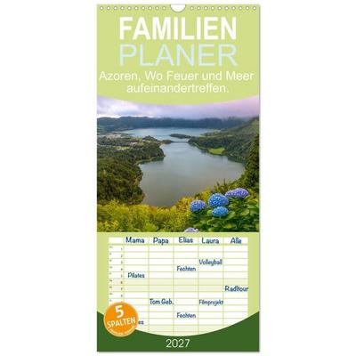 Familienplaner 2027 - Azoren, Wo Feuer und Meer aufeinandertreffen. mit 5 Spalten (Wandkalender, 21 x 45 cm) CALVENDO