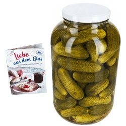 Einmachglas 4,25L Vorratsglas TO100 Deckel weiß Rezeptheft Einkochen