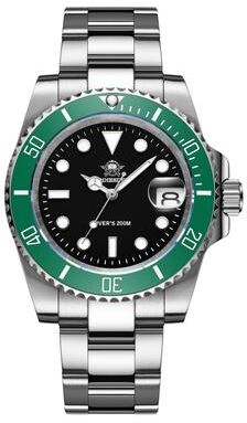 Uplifted Trends Stainless Steel Waterproof Sports Watch For Men Business & Leisure Quartz Watch green Black Steel