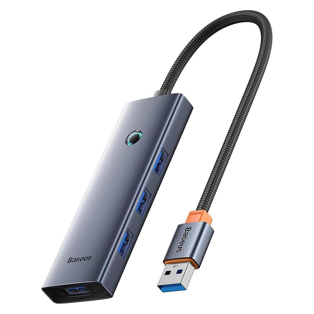 Baseus Hub UltraJoy Series Lite 4-Port (USB to USB 3.0*4 Type-C 5V) (gray) (USB-A, 4 Ports) (B0005280B811-09)
