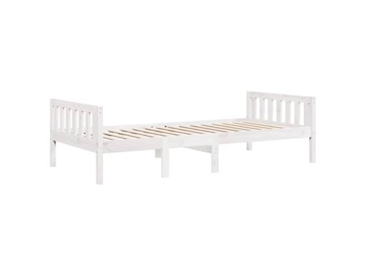 KTHLBRH Kinderbett weiß 75 x 190 cm Kiefer massiv Inklusive Lattenrost, robuster Rahmen, maximale Belastung 100 kg, Kinderzimmer