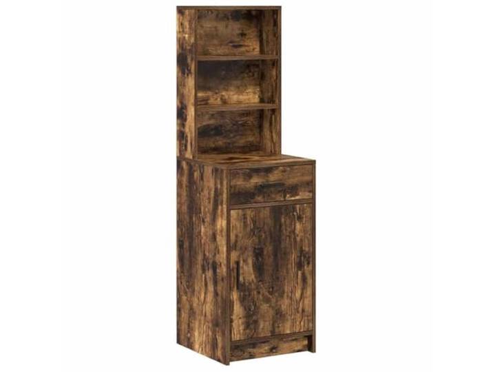 KGFHERENB Highboard Geräucherte Eiche 40x40,5x135 cm Holzwerkstoff Schmaler Mehrzweckschrank mit Tür und Schublade für Schlafzimmer, Flur und kompakte Wohnbereiche.