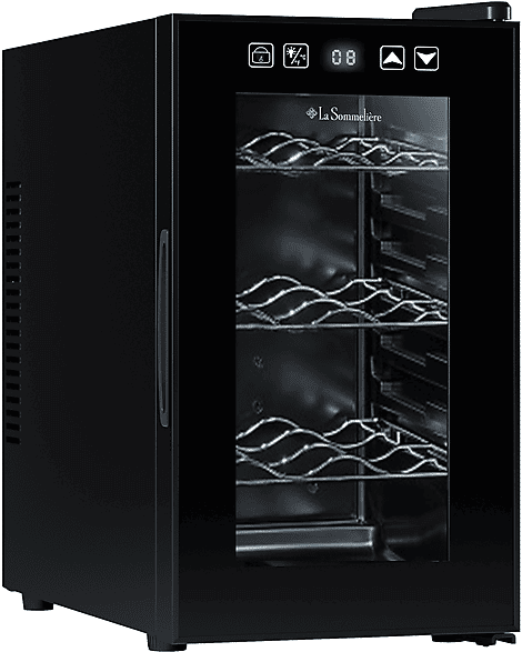 Vinoteca - La Sommeliere LS8E, Estático, 8 botellas, 3 bandejas, Pantalla electrónica, Negro