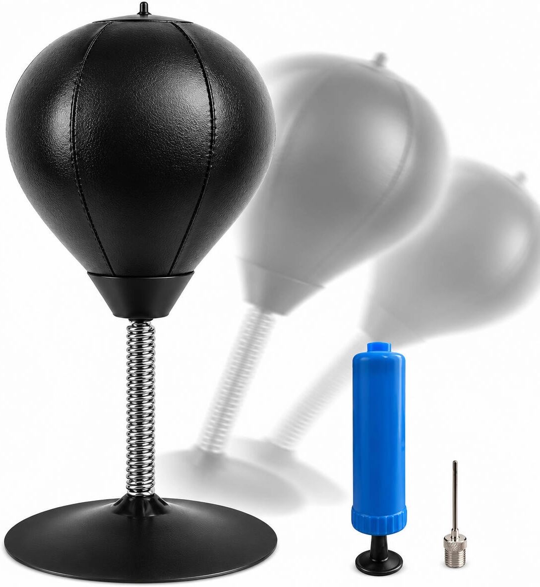 INF Desktop-Boxball – Schwarzer PU-Leder-Speed-Trainingsboxball mit Federfuß