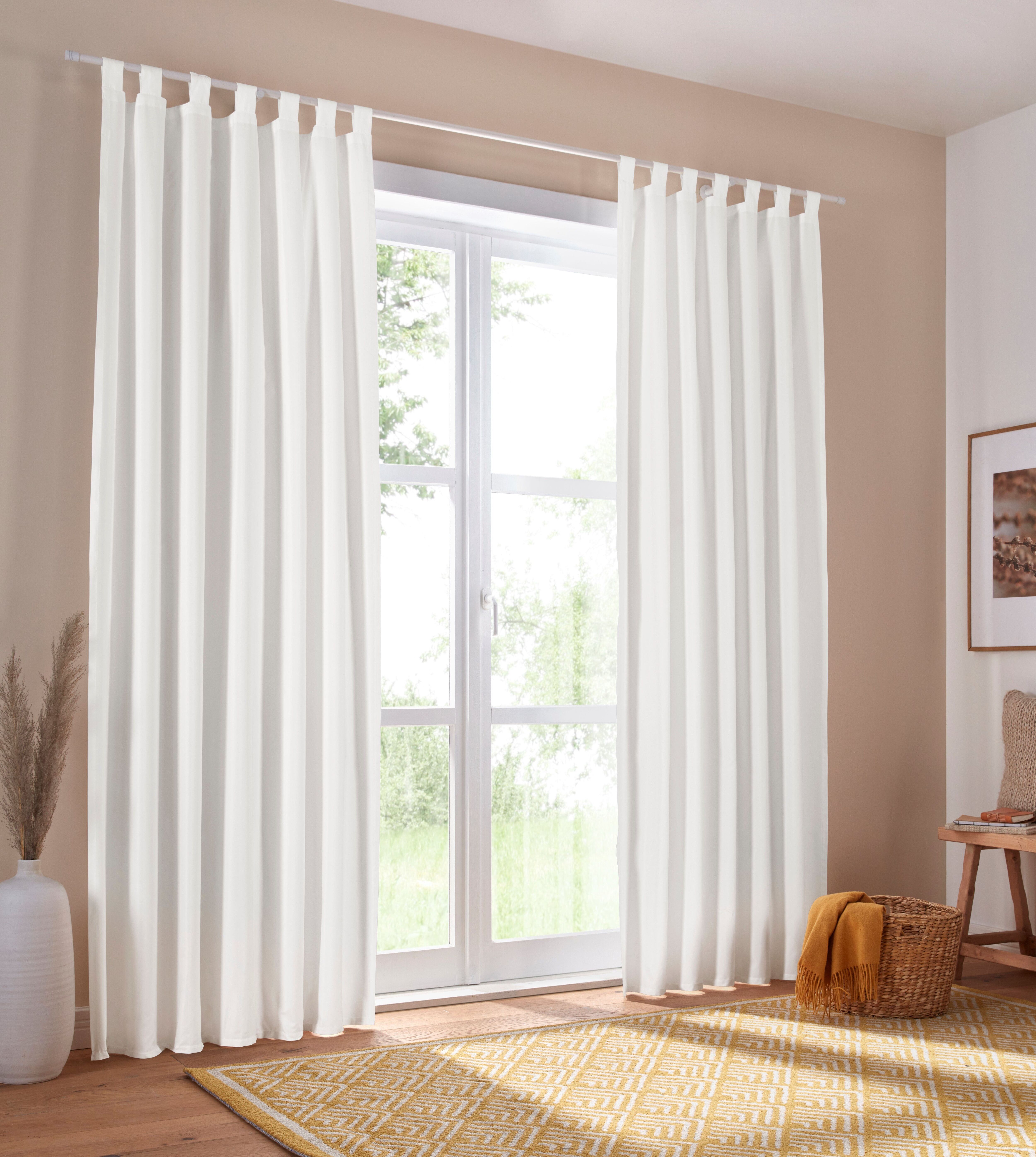 Vorhang GOODPRODUCT "Parry, Schlaufen, 2er Set, blickdicht, Topseller" Gr. 5, beige (natur), B:140cm H:265cm, Polyester, Recyceltes Material, Gardinen, Vorhang, 2-er Set, blickdicht, monochrom, basic natur 265cm, Schlaufen, 140cm
