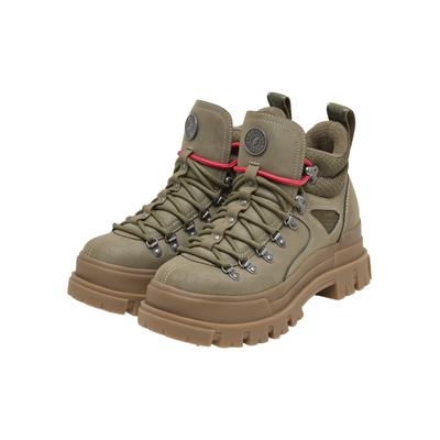 Stiefel BUFFALO "Buffalo ASPHA LACE UP HIKE - VEGAN NUBUCK/MESH", Damen, Gr. 36, grün (khaki), Polyurethan, unifarben, Schuhe Stiefel