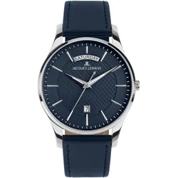 Jacques Lemans 1-2193C Herren-Armbanduhr London Leder Blau