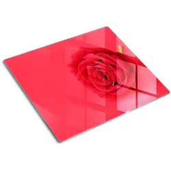 GLASPLATTE 60x52 cm Rote Rose