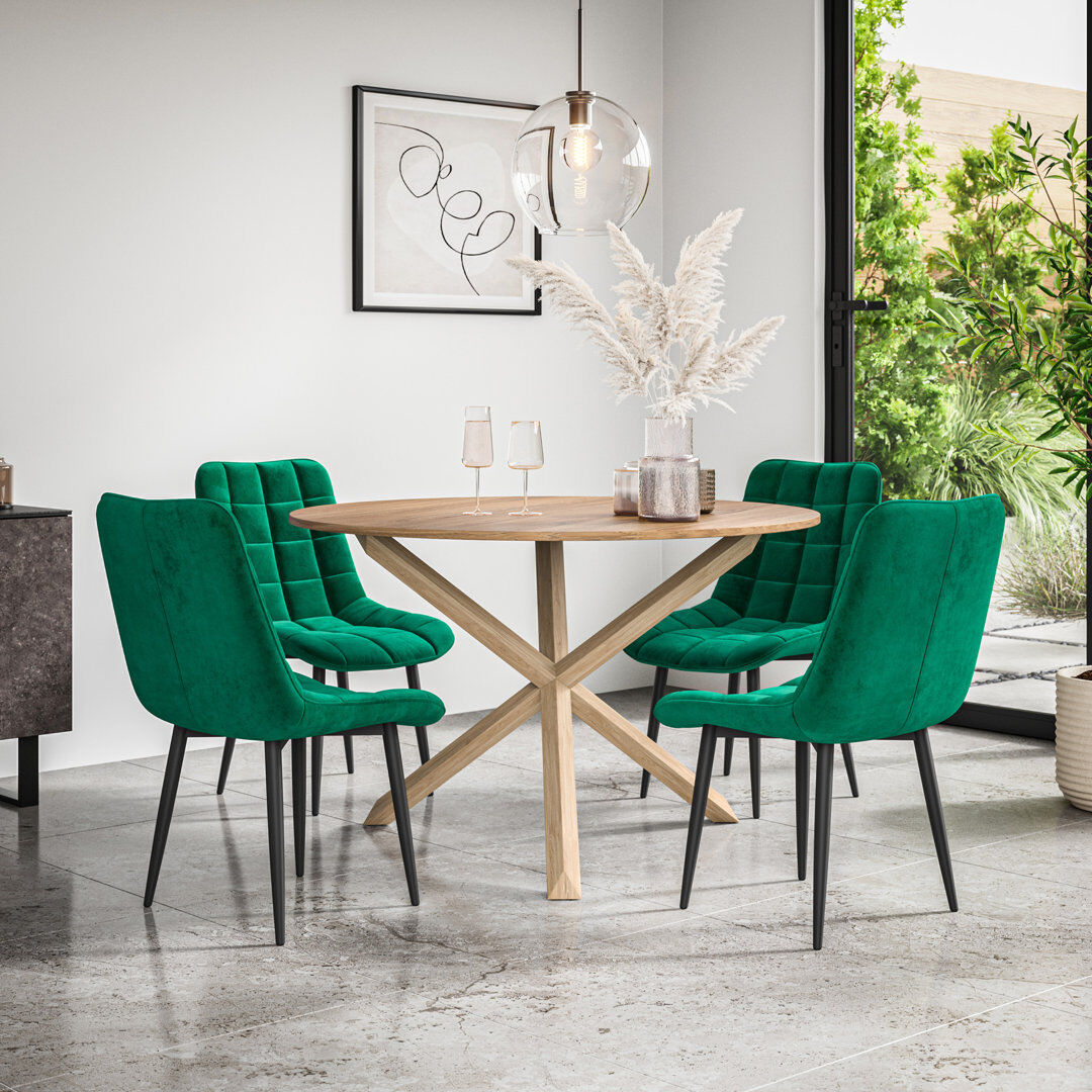 Metro Darcus 4 - Person Dining Set Oak/Oak/Green 4