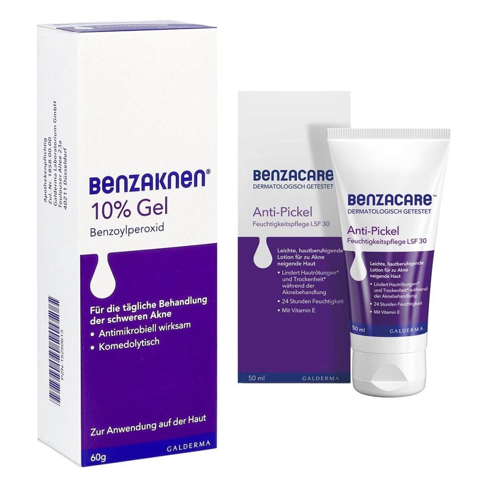 Galderma Laboratorium GmbH Benzaknen 10% + Benzacare Anti-Pickel Feuchtigkeitspflege LSF 30 08105093