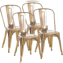 CLP 4er Set Stapelstühle Benedikt Metall HBT: 89x44x48 cm gold
