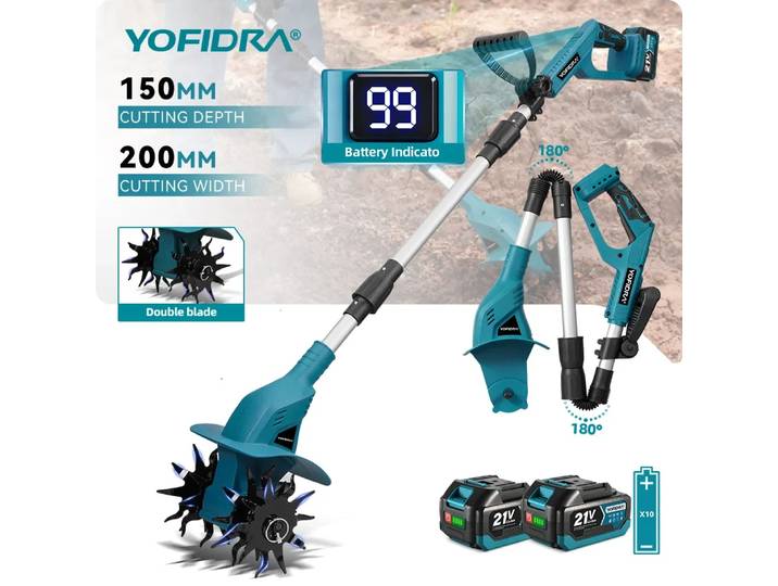 Cultivateur électrique YOFIDRA, rotoculteur, scarificateur multifonction sans fil, outil de jardinage compatible avec la batterie Makita 21V.