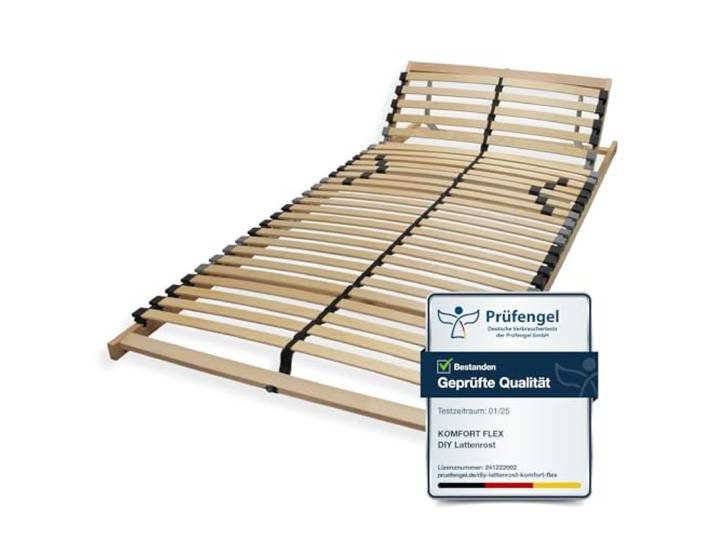 Sleepneo Lattenrost 120x200, Kopfteil verstellbar, Ergonomischer 7-Zonen-Lattenrost, Buchenholz, 28 Latten, Selbstmontage, hohe Traglast bis 150Kg
