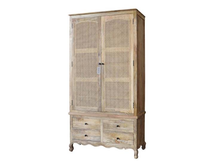 Dielenschrank WIENER Geflecht Kleiderschrank Antik Design Schnitzerei