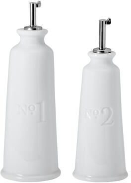 FITZ & FLOYD Everyday Bistro White Oil and Vinegar Bottle Set Set
