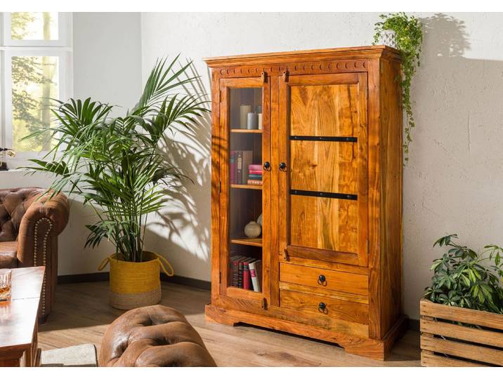 Vitrine Akazie 110x45x155 honig  lackiert OXFORD #0425