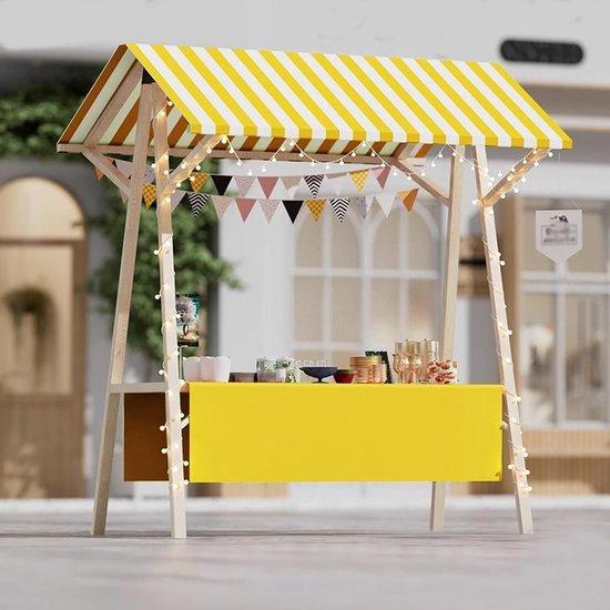 Faltbarer Marktstand Holz Kiosk Mobiler Verkauf 150 cm Gelb