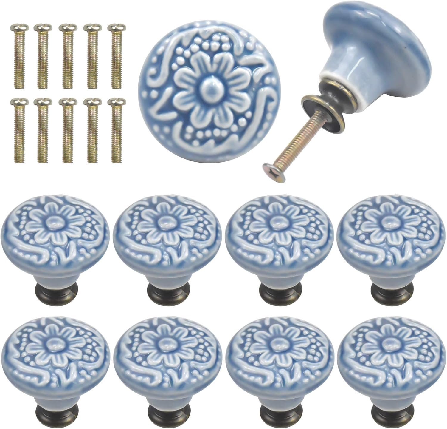 10 stuks Keramische Meubelknoppen - Vintage Kastknoppen en Ladegrepen - Ø34 mm