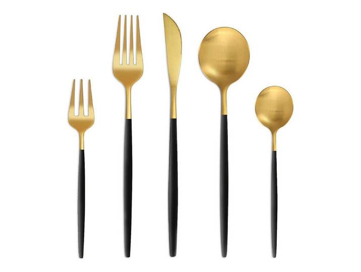 LuxusKollektion Besteck-Set Besteckset Edelstahl 6 Personen 30 teilig 30teilig schwarzes Gold