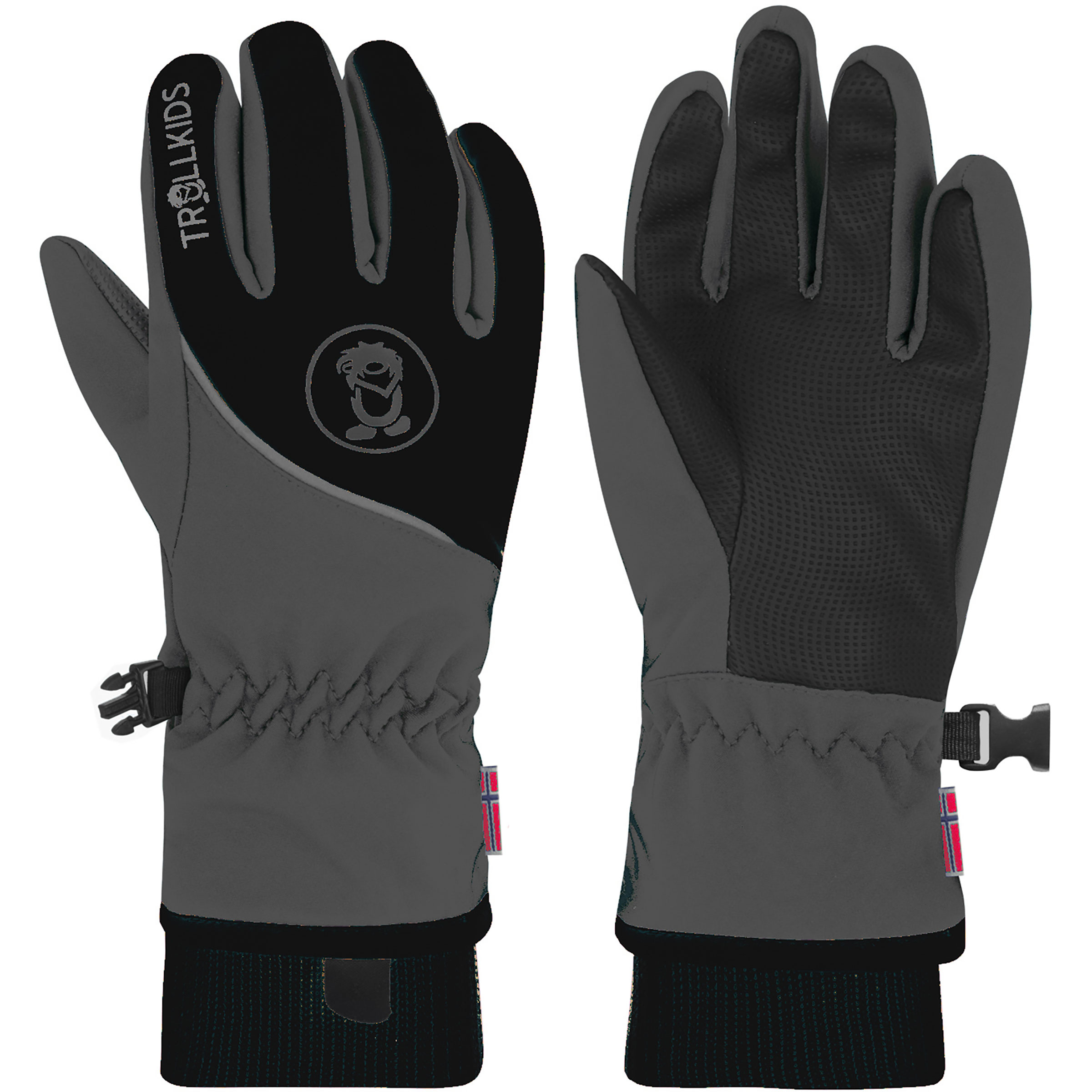 Trollkids Trolltunga Kinder Fingerhandschuhe grau Größe 7 Trekking Atmungsaktiv Wasserabweisend