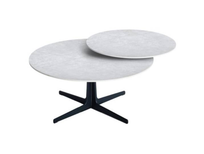 Table basse ronde plateau pivotant céramique finition gris ardoise
