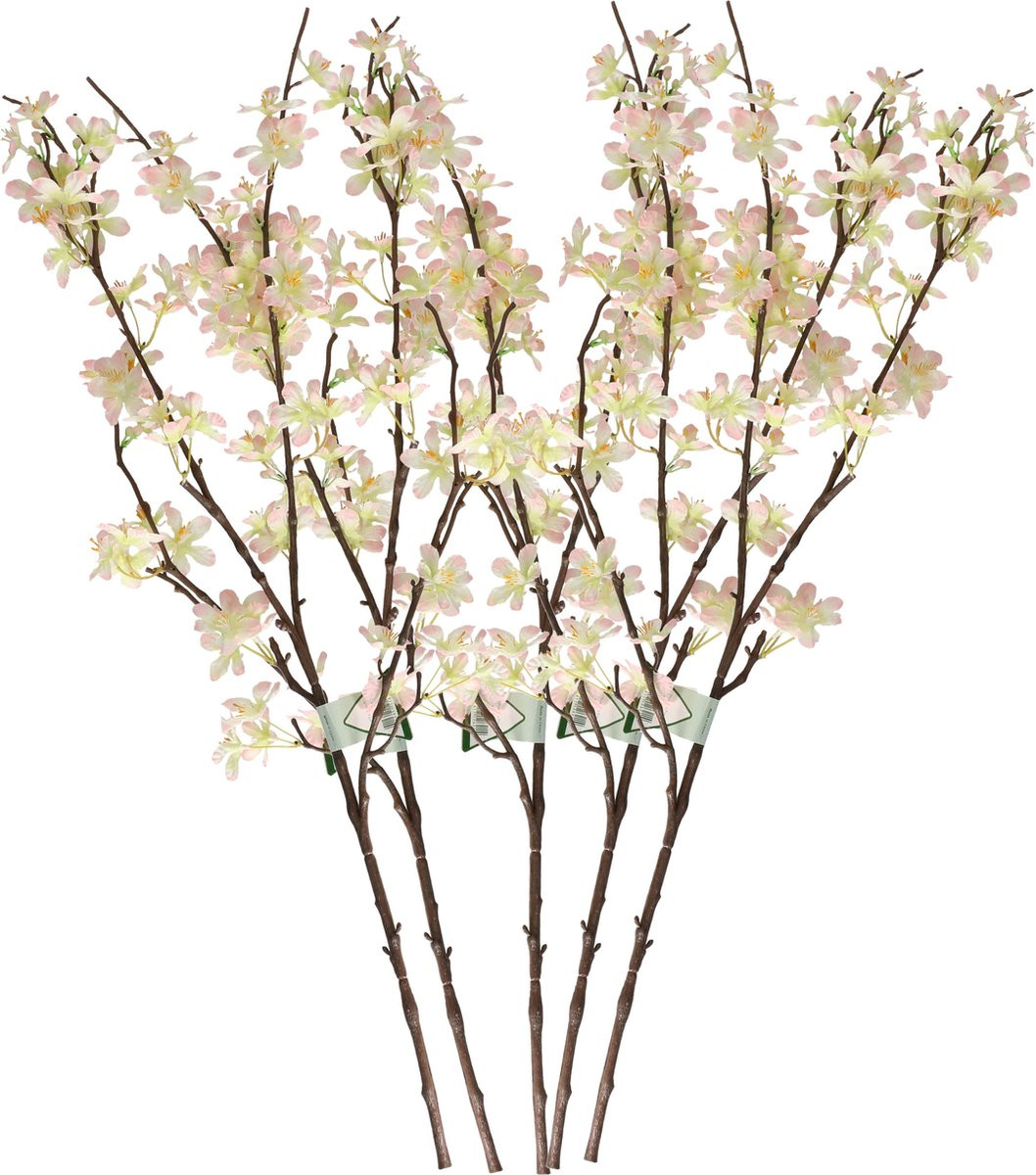 Bellatio Flowers & Plants Kunstbloem Roze Appelbloesem met 57 bloemetjes, Hoogte: 84 cm, Set van 5 stuks