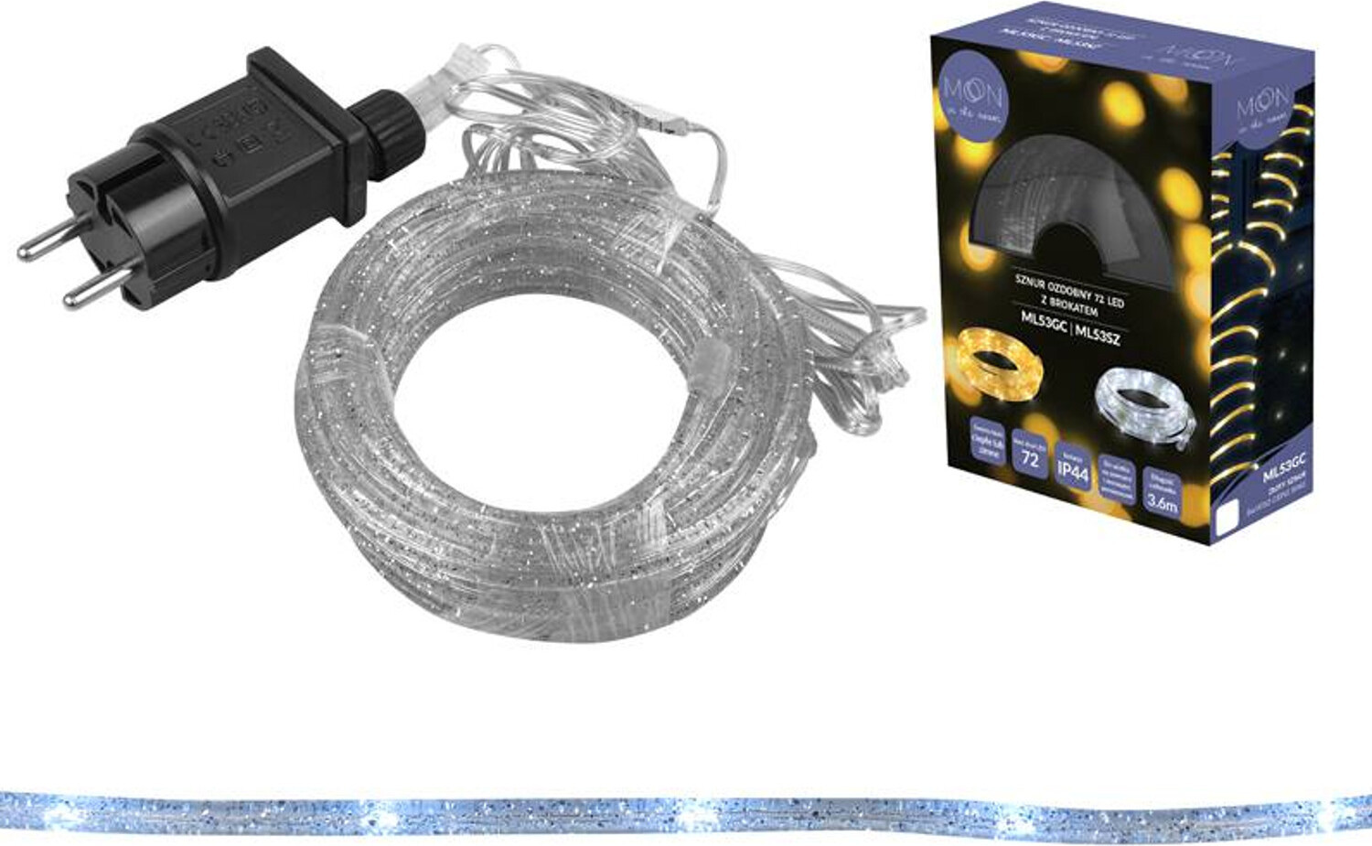 Moon In The Room Kerstverlichting met 72 LED koud witte glinsterende gouden lampen