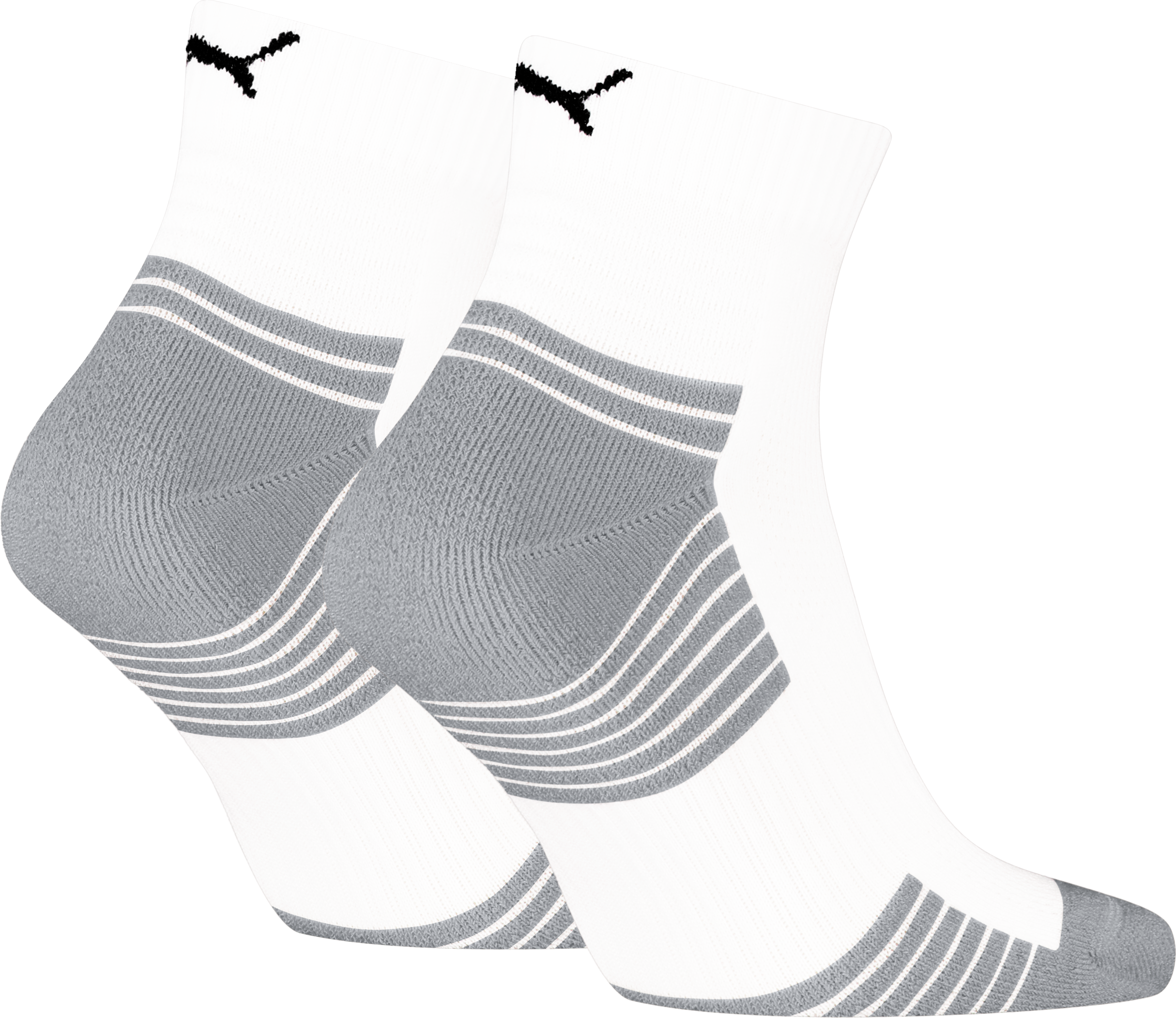 Kurzsocken PUMA "PUMA UNISEX SPORT CUSHIONED QUARTER 2P", Damen, Gr. 43-46, weiß, Materialmix, normal, Socken Kurzsocken, Rippenbündchen, optimierte Dämpfung für zusätzlichen Komfort