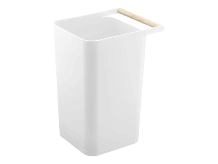 YAMAZAKI 3132 COMO Poubelle\, blanc\, Bois/Polypropylène\, minimaliste\, 24 x 19.5 x 32 c m