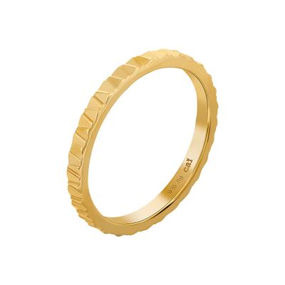 Fingerring CAÏ "925 Silber vergoldet Muster Stacking" Gr. 15,5, gold (gelb), Fingerringe, Damen, 048 (15,3), Silber 925 (Sterlingsilber), Fingerring