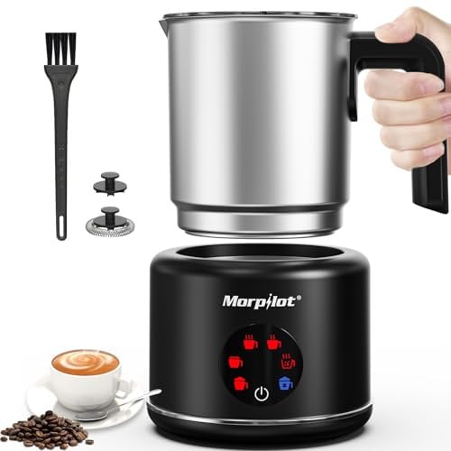 Morpilot elektrische melkschuimer, 6-in-1 voor warme en koude melk, zwart, 500 ml