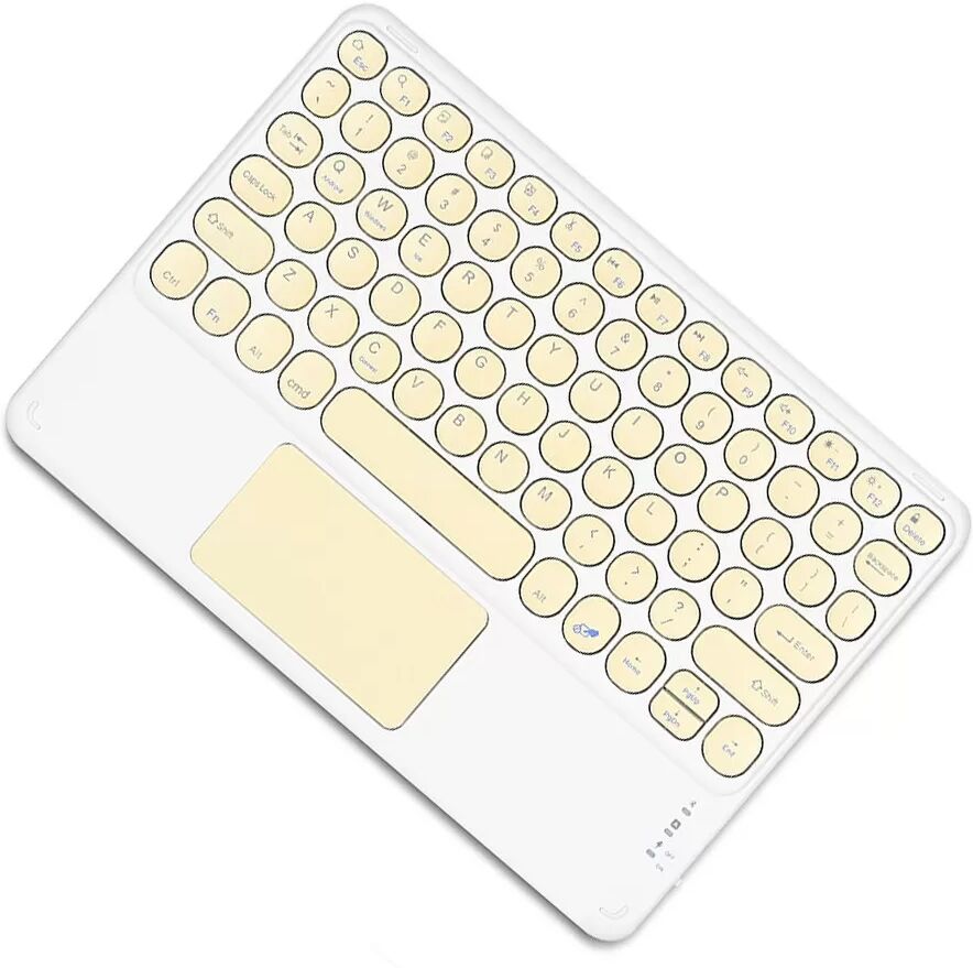 INF Bluetooth-Tastatur mit runden Tasten und Touchpad – Kompatibel mit iPad, Tablets und Smartphones Gelb