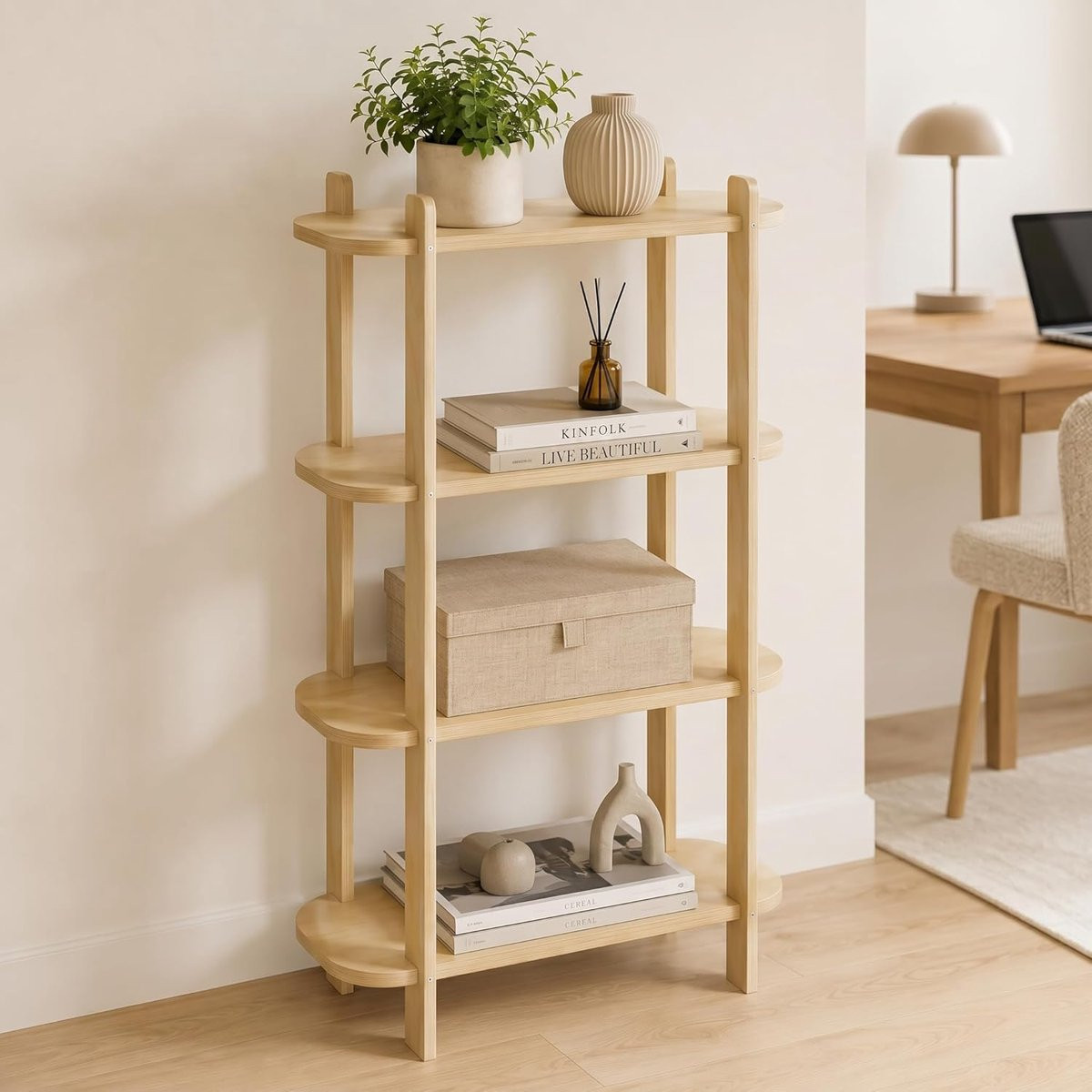 Boekenkast Woonrek - 4 Traps Staand Rek - Eiken Houtlook