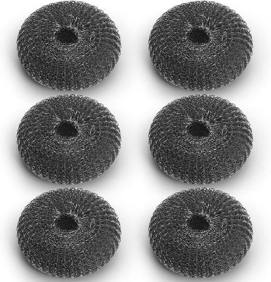Set van 10 roestvrijstalen staalwol pads, zilver, 10 x 10 cm