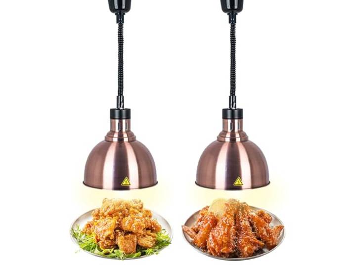 VFDZ Wärmelampe Küche, Einziehbares Wärmebrücke für Speisen(A-25cm, 2pcs) Hängende Wärmelampe für Lebensmittel, Speisenwärmer Lampe mit Glühbirne für Buffet Essen Warmhalten