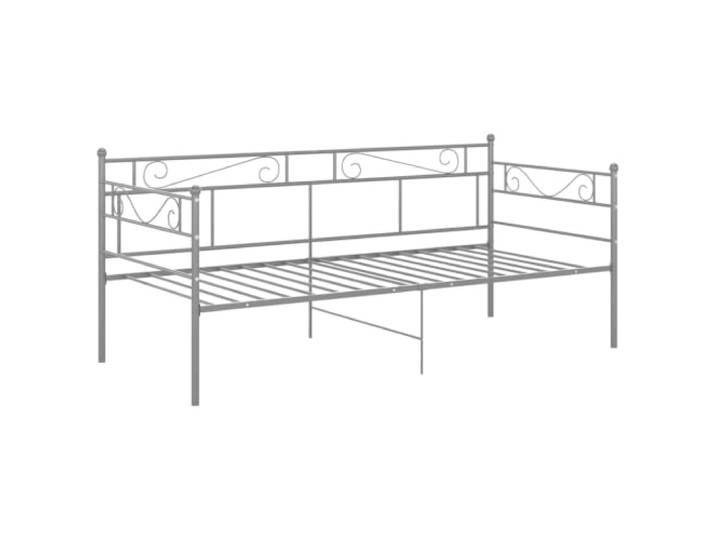 KTHLBRH Bettgestell, grau, aus Metall, 90 x 200 cm Robuste Stahlkonstruktion, seitliches Sicherheitsgeländer, geeignet für Gäste, den täglichen Gebrauch