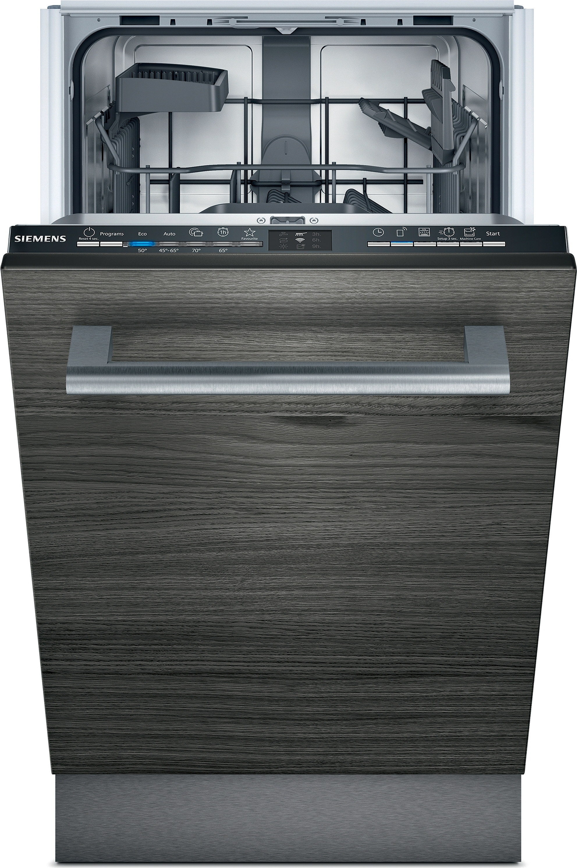 Siemens iQ100 SR61IX05KE, Voll integriert, Single (45 cm breit), Schwarz, Schwarz, Berührung, 1,75 m