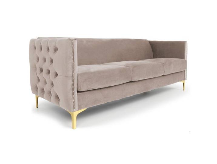 MENZZO Canapé 3 places Joshua Velours Taupe -L204 x P70 x H74 cm