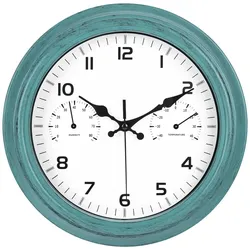 IvoQ Wasserdichte Retro Vintage Wanduhr mit integriertem Thermometer – Perfekt für Innen & Außen – Leise & Stilvoll